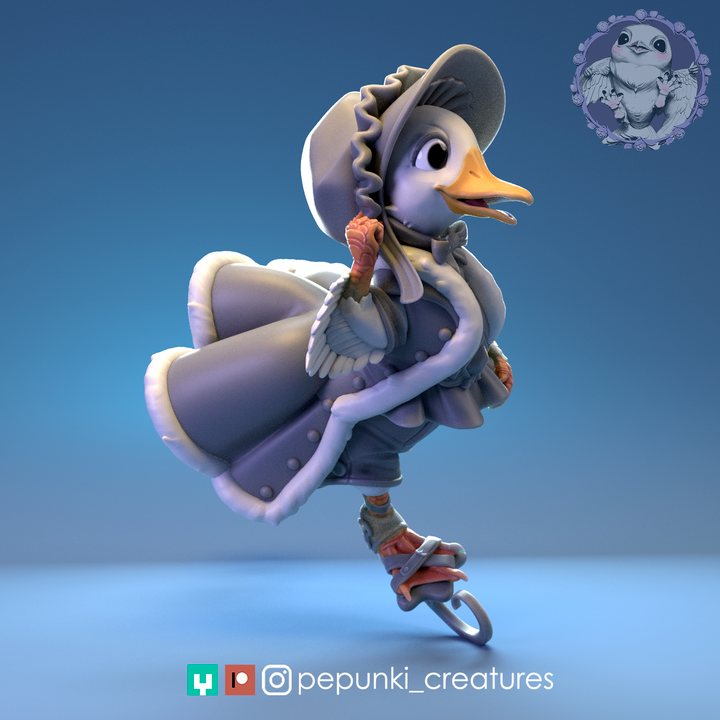 Duck Lady with Ice Skates - 60mm